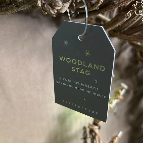 Pottery Barn Woodland Stag Lit Wreath BNIB - Picture 5 of 8